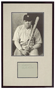 Incredible Babe Ruth Signed Album Page Framed In Photo Display